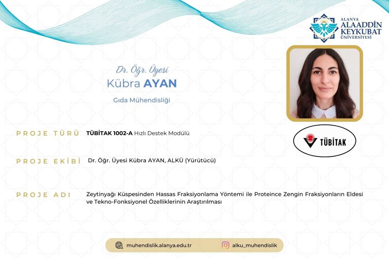 Fakültemizden TÜBİTAK 1002A Proje Başarısı – Dr. Öğr. Üyesi Kübra Ayan